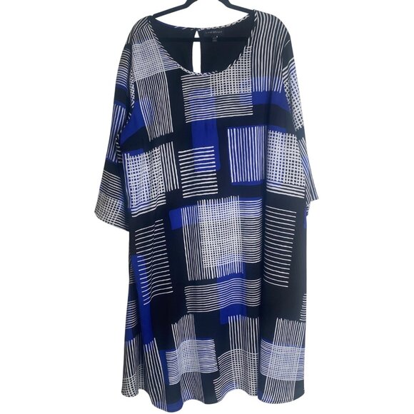 Lane Bryant Midi Dress Womens Plus Size 22/24 Blue Abstract Geometric Casual - Picture 1 of 12